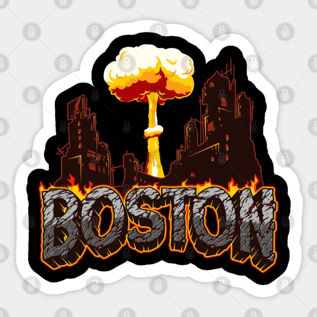 Destroyed Boston Sticker by Gvsarts